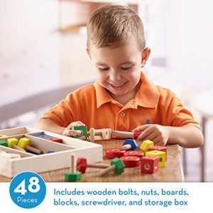 Melissa & Doug Wooden Construction Building Set in a Box (Developmental Toy, 48 Pieces, Great Gift for Girls and Boys - Best for 4, 5 and 6 Year Olds)