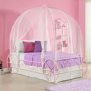 DHP Metal Carriage Bed, Fairy Tale Bed Frame, Shabby-Chic Style, Twin, Pink