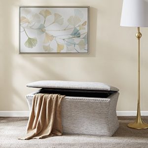 Madison Park Bijou Solid Wood, Polyester Fabric Toy Chest Bench Modern Style Ottoman With Storage, Grey Multi
