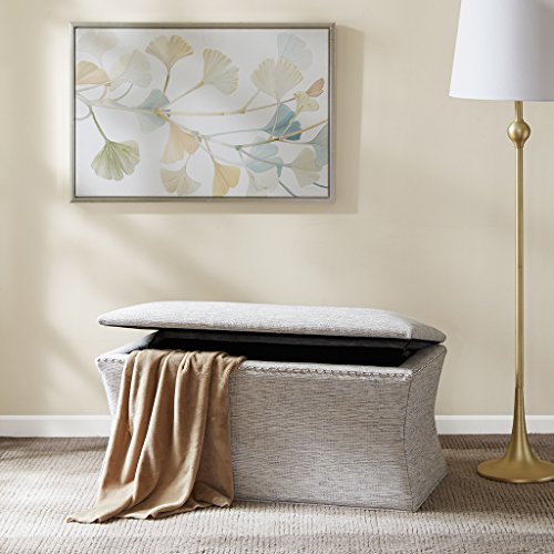Madison Park Bijou Solid Wood, Polyester Fabric Toy Chest Bench Modern Style Ottoman With Storage, Grey Multi