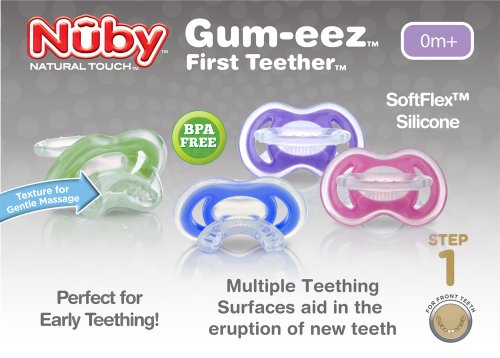 Nuby Natural Touch Gum-EEZ First Teether, Colors May Vary