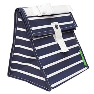 Lunchskins LS4-TOTE-STRIPE-NAV Reusable Tote, Navy Blue Stripe