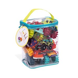 Battat Mini Monster Trucks – Set of 6 Mini Trucks for Toddlers in Storage Bag for 2 years +