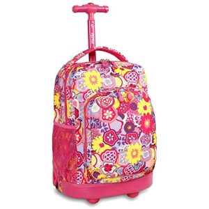 J World New York Sunny Rolling Backpack for School & Travel, 17 inch