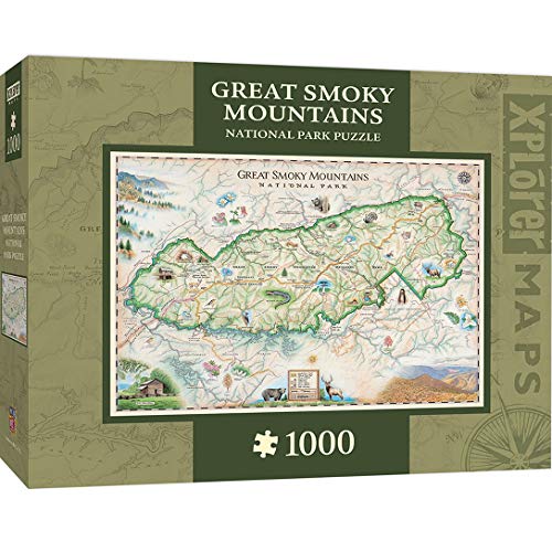 MasterPieces Xplorer Maps Jigsaw Puzzle, Great Smoky Mountains, National Park, 100% Made in USA, 1000 Pieces