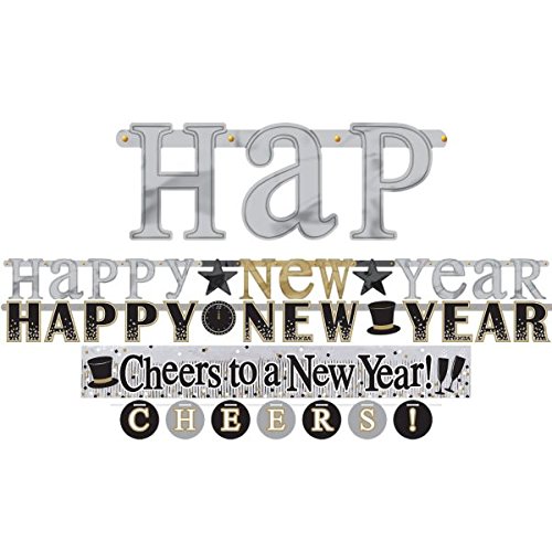 amscan Happy New Year Letter Banners, Multipack, 4 Ct. | Party Decoration