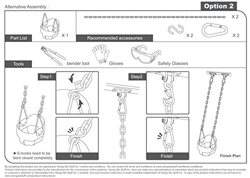 Swing Set Stuff Highback Full Bucket (Red) with Chains and Hooks and SSS Logo Sticker
