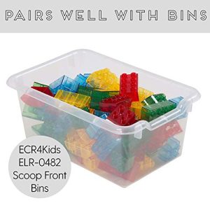 ECR4Kids Birch 25 Cubbie Tray Cabinet with Scoop Front Bins, Clear