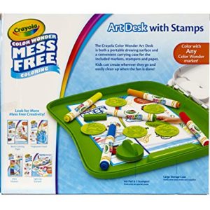 Crayola Color Wonder Mess Free Art Desk with Stamps, Kid Art Supplies, Travel Coloring Kit, Over 20 Pieces, Gift