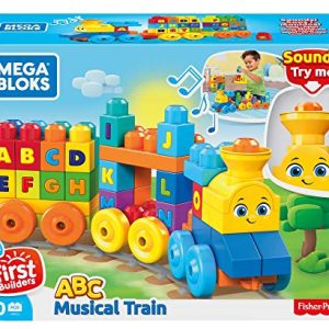 Mega Bloks ABC Musical Train Building Set, 50 pieces