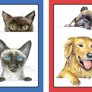 Caspari Entertaining Double Deck of Bridge Playing Cards, Jumbo Type, Dogs & Cats