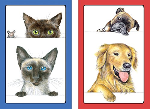 Caspari Entertaining Double Deck of Bridge Playing Cards, Jumbo Type, Dogs & Cats
