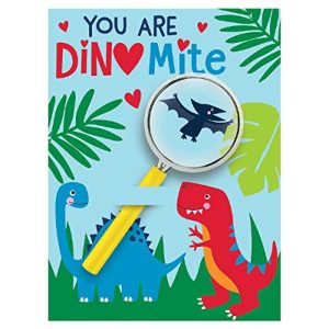 Party Favors, Dinosaur Valentine Cards with Magnifying Glasses, 24 Pc.