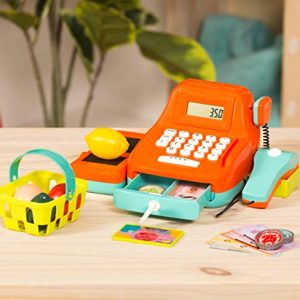 Battat Cash Register Toy Playset – Pretend Play Kids Calculator Cash Register with Accessories for 3+ (26-Pieces)