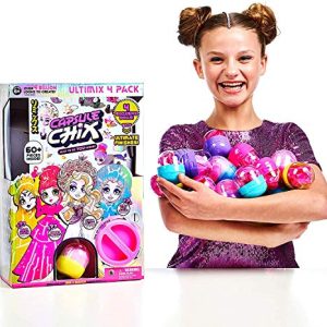 Capsule Chix Ultimix 4 Pack, 4.5 inch Small Doll with Capsule Machine Unboxing and Mix and Match Fashions and Accessories