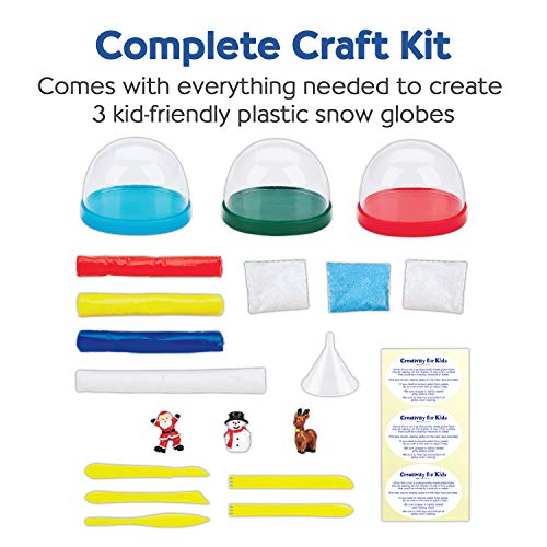 Creativity for Kids 1846000 Creativity For Kids Holiday Snow globes - Makes 3 Christmas Snow globes for Kids (New Packaging)