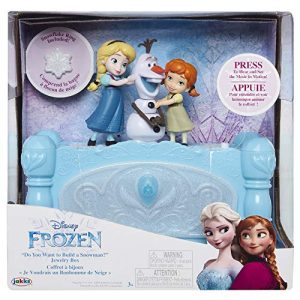 Disney Frozen Musical Jewelry Box with Do You Want to Build A Snowman Song, Watch Anna & Elsa Built Olaf! Snowflake Ring Included! Perfect Birthday, Christmas, Hanukkah Gift - for Girls Ages 3+