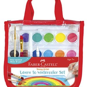 Faber-Castell Learn to Watercolor Set - Complete Watercolor Paint and Paper Beginner Set - Washable Paint Set for Kids