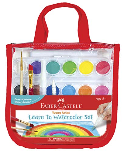Faber-Castell Learn to Watercolor Set - Complete Watercolor Paint and Paper Beginner Set - Washable Paint Set for Kids