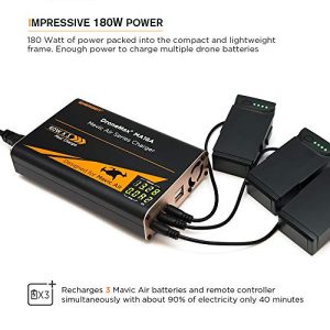 Energen DroneMax MA18A Drone Battery Charger, DJI Mavic Air Accessories, Intelligent Fast Multi Battery Charging Hub Station (Charge 3 Batteries & 2 USB Ports Simultaneously)