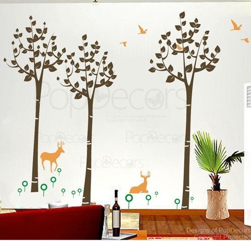 Pop Decors Drifting Flowers and Birds Tree Wall Decals for Nursery Room, 71"