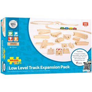 Bigjigs Rail Low Level Track Expansion - 25 Piece Set - Other Major Wooden Rail Brands are Compatible