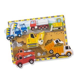 Melissa & Doug Wooden Chunky Puzzles Set - Vehicles and Construction