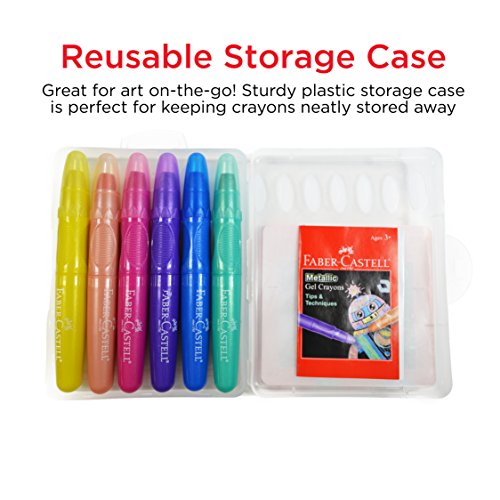 Faber-Castell Metallic Gel Crayons - 6 Twistable Crayons in Storage Case
