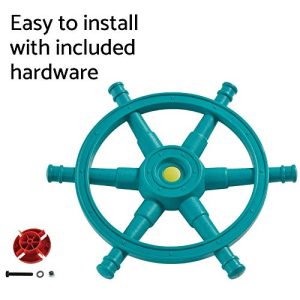 Blue Rabbit Play Mega Boat Steering Wheel for Outdoor Playsets, Turquoise/Lime Green