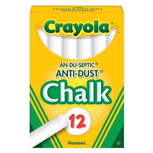 Crayola Nontoxic Anti-Dust Chalk, White, 12 Sticks/Box (50-1402)