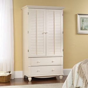 Sauder Harbor View Armoire, For TV's up to 32", Antiqued White Finish