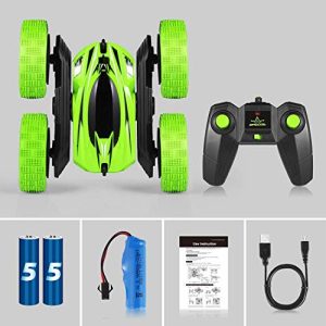 SIMILKY Remote Control Car, 4WD RC Stunt Car Rotate 360 Double Sided Race RC Car Maketheone Electric Stunt Rock Crawler Unstoppable RTR Buggy High Speed Rc Trucks (Green)