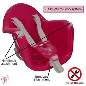 Doll Bike Seat Carrier for Baby Dolls & American Girl Dolls with Doll Helmet & Stickers. No Tools Required Bicycle & Scooters Seat Accessories for Dolls