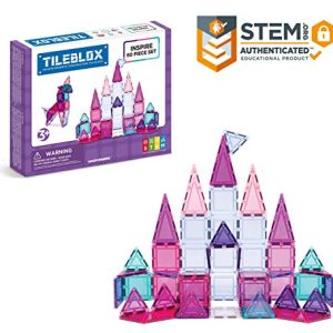 Tileblox Inspire 60 Piece Set Magnetic Building Blocks, Educational Magnetic Tiles Kit , Magnetic Construction STEM Toy Set
