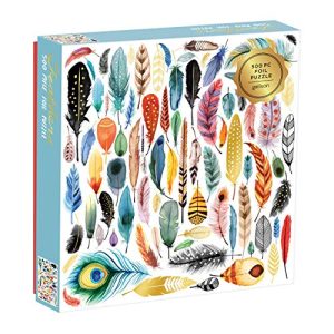 Galison Feathers 500 Piece Jigsaw Puzzle for Adults and Families, Bird Feather Foil Puzzle with 500 Pieces and Bird Feathers from Around The World