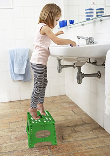 Greenco Super Strong Foldable Step Stool for Adults and Kids - 11 Inches in Height, Holds up to 300 Lb (2 Pack - Red, Green)