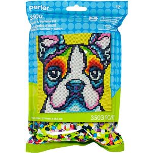 Perler PB-80A-11132 Rainbow Terrier Dog Pattern and Fuse Bead Kit, 11'' x 11.5'', 3503pc, Multicolor
