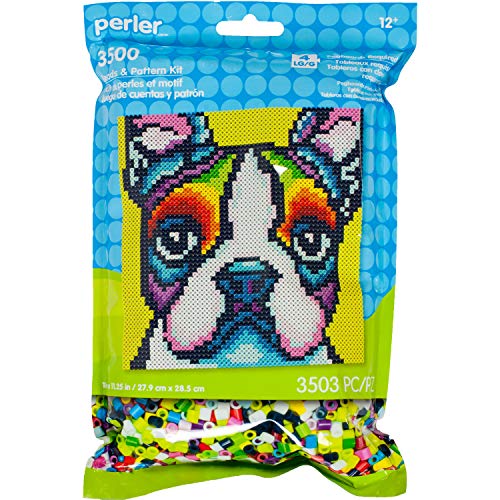 Perler PB-80A-11132 Rainbow Terrier Dog Pattern and Fuse Bead Kit, 11'' x 11.5'', 3503pc, Multicolor