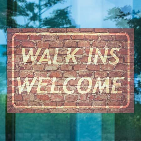 CGSignLab |"Walk Ins Welcome -Ghost Aged Brick" Window Cling | 27"x18"