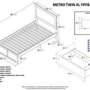 Atlantic Furniture AR9012114 Metro Platform Bed with 2 Urban Bed Drawers, Twin XL, Walnut
