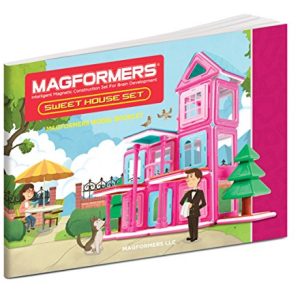 Magformers Sweet House 64 Pieces Pink and Purple Colors, Educational Magnetic Geometric Shapes Tiles Building STEM Toy Set Ages 3+