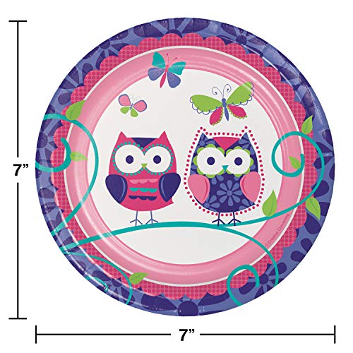 8-Count Round Paper Dessert Plates, Owl Pal