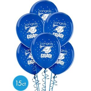 amscan Congrats Grad Graduation Party Balloon Decoration (Pack of 15), Multicolor, 12"