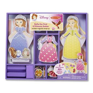 Melissa & Doug Disney Sofia the First and Princess Amber Magnetic Dress-Up Wooden Doll Pretend Play Set (40+ pcs)