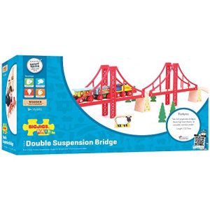 Bigjigs Rail Double Suspension Bridge - Other Major Wooden Rail Brands are Compatible