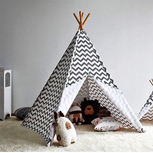 Modern Home Children's Oxford Tepee Set with Travel Case - Gray Chevron
