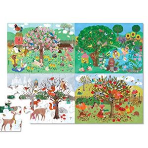 Crocodile Creek 4185-4 Four Seasons Early Learning Puzzle (24 Piece), Green/Blue/Red/Pink