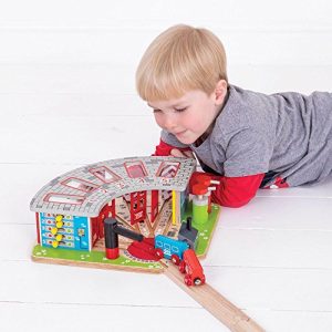Bigjigs Rail Wooden Five Way Engine Shed - Other Major Rail Brands are Compatible