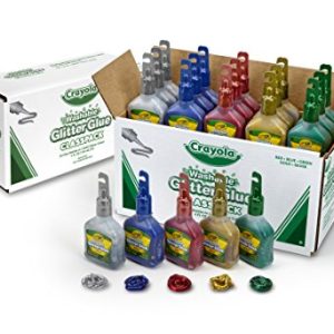 Crayola Glitter Glue Bulk, 20 Count Classpack, Washable Craft Glue, 5 Assorted Colors