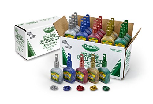 Crayola Glitter Glue Bulk, 20 Count Classpack, Washable Craft Glue, 5 Assorted Colors